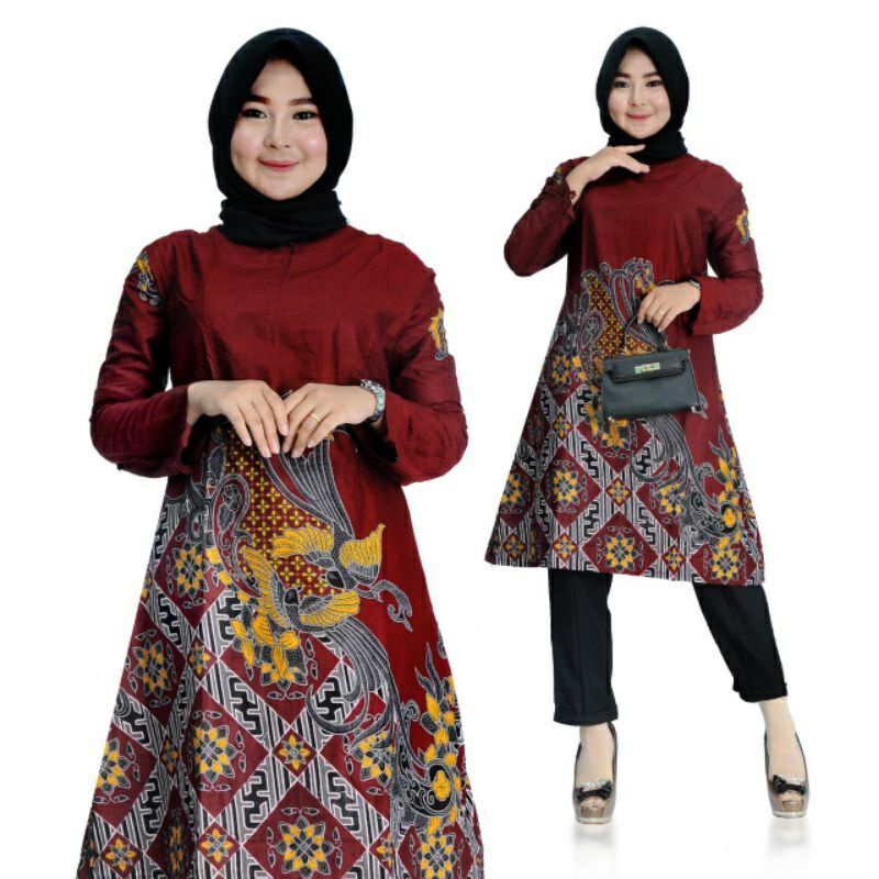 Promo Batik Couple sania ruffle batik couple keluarga ori motif kenari-TUNIK