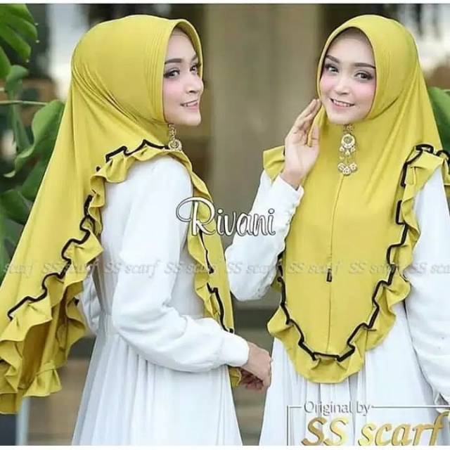 Jilbab Khimar RIVANI / Bergo Instan Rempel Jersey / Hijab Pet Antem / Kerudung Pinguin Jersey Kriwil