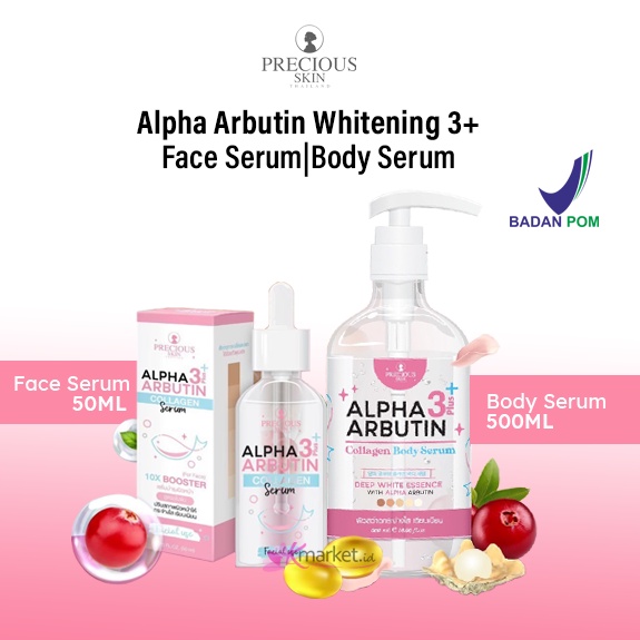 [BPOM] Precious Skin Alpha Arbutin Whitening 3 Plus Face Serum | Body Serum