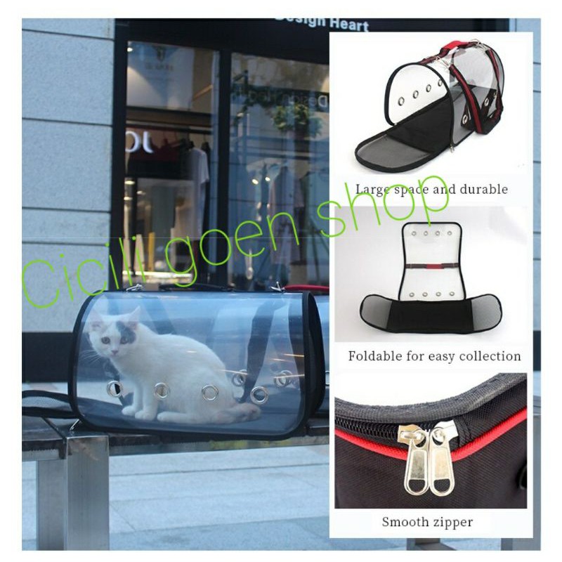 tas travel bening transparan anjing kucing kelinci musang cargo hewan pet waterproof carrier