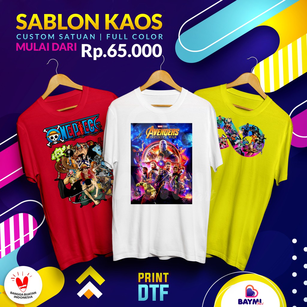 Sablon Kaos Satuan Custom Desain Kaos DTF Kaos Sablon Satuan