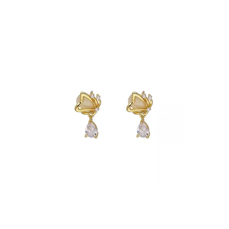 Anting Kait Gantung Desain Kupu-Kupu Hias Opal Gaya Trendy / Simple High Quality Untuk Wanita Butterfly