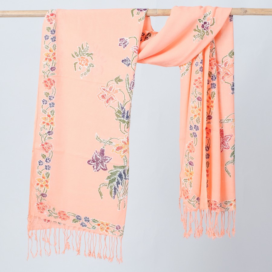 Selendang Batik Encim Pekalongan Meradelima Paris-Peach