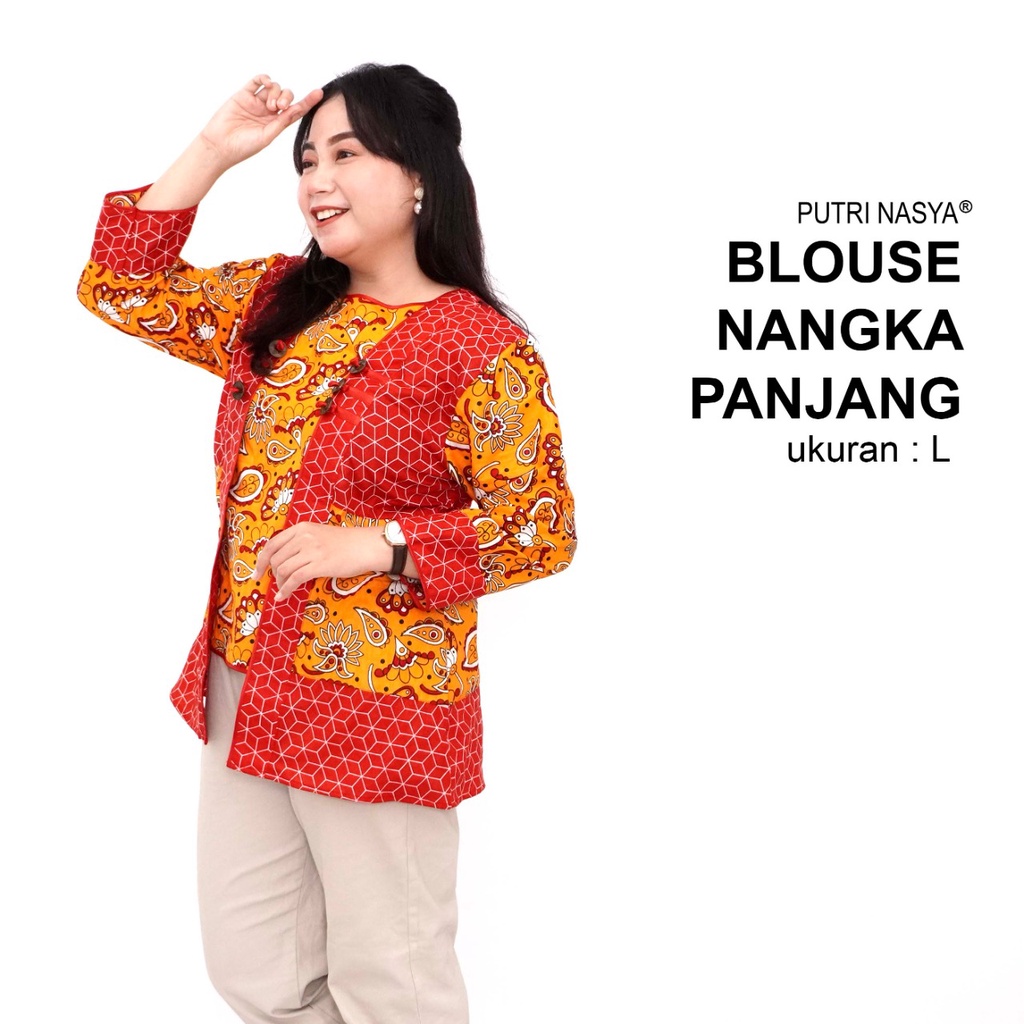 Atasan Batik Blouse Big Size Wanita Lengkap L-XL-2L-3L-4L-5L-6L-7L Model Blus Jumbo Seragam Batik / Atasan Batik Big Size Formal / Pakaian Batik LD 140 Model Kantor Kerja Wanita