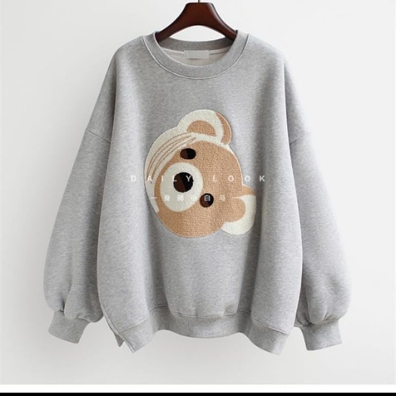 SWEATER WANITA PANDA HEAD SWEATER KOREA BASIC SWEATER PAKAIAN WANITA SWEATER LUCU SWEATER OVERSIZE