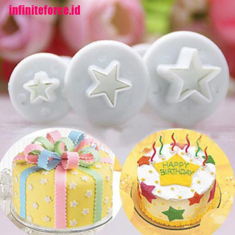 3X STAR Cake Cookie Cutter Mold Plunger Fondant Sugarcraft Paste Decorating Tool