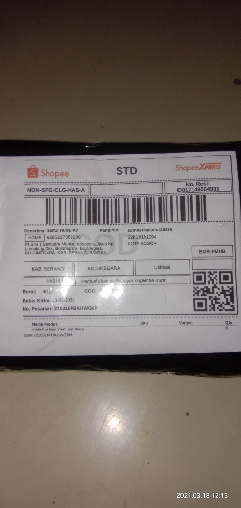 Mata Bor Besi 2mm Tjap Mata