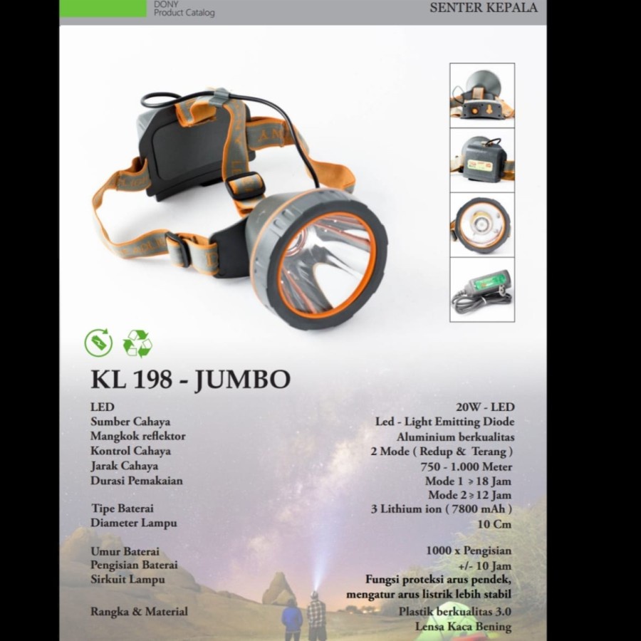 Senter kepala DONY cas KL-198