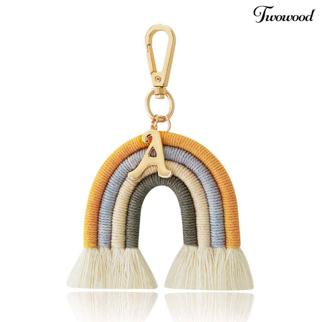 Gantungan Kunci Bentuk Pelangi Bahan Alloy Dengan Tali Katun Gaya Nordic Untuk Anak Perempuan