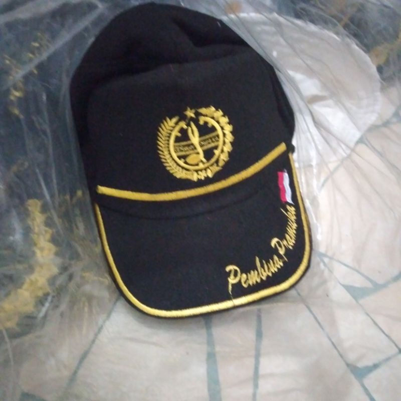 Topi pembina Pramuka laken / jaring bordir