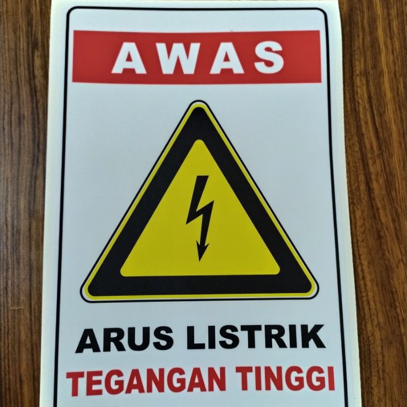Jual Stiker Awas Arus Listrik Tegangan Tinggi 23x30cm Sign Rambu K3 
