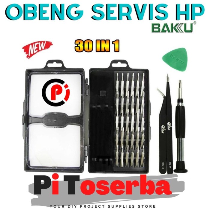 BAKU 3330 Obeng Set 30 in 1 Untuk Servis HP Plus Pinset dan Opening