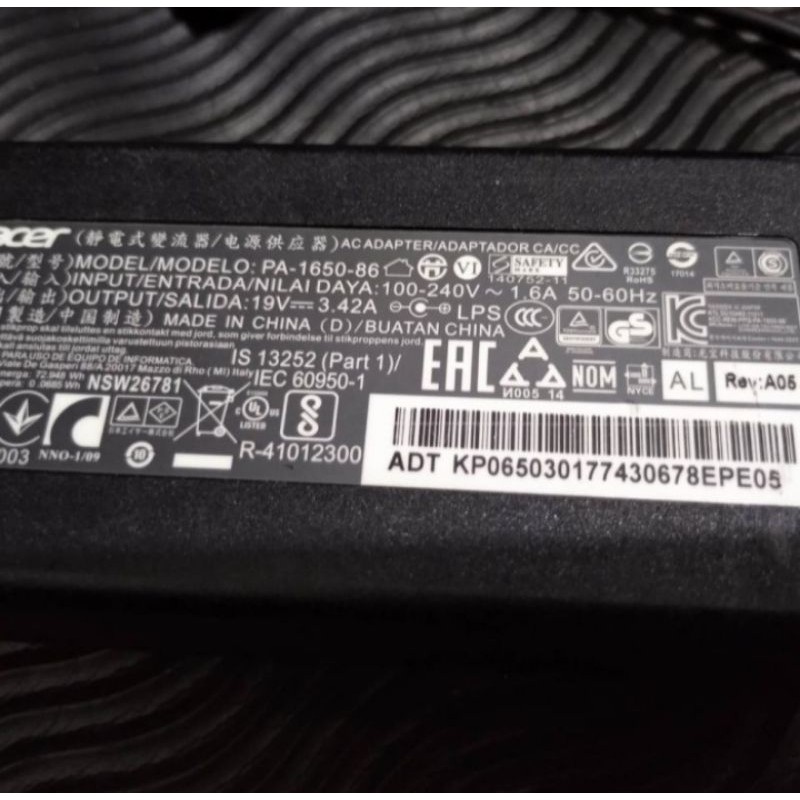 Charger adaptor ori original laptop acer e5-475 e5-475g e5-476 e5-476g e5 475 476