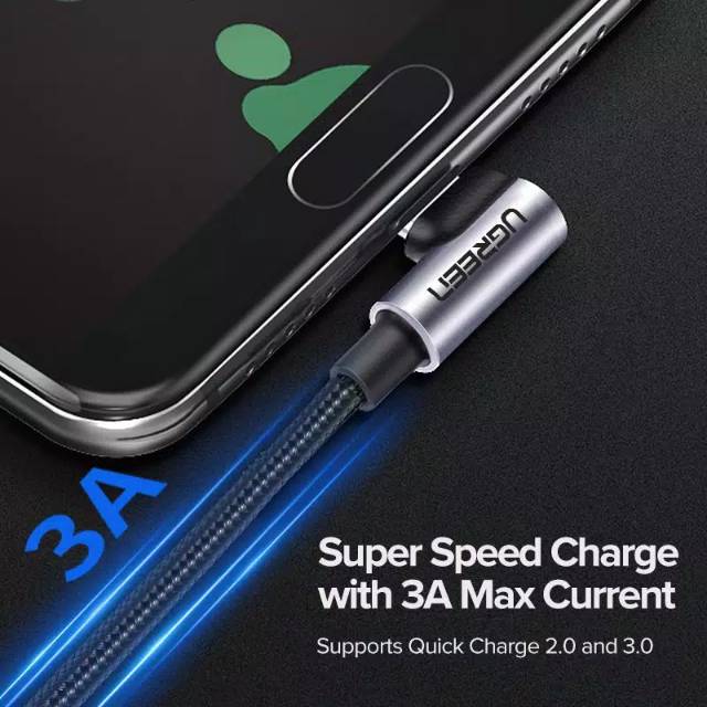 Ugreen USB Type C Cable Nylon Type L 90 Degree Fast Charging