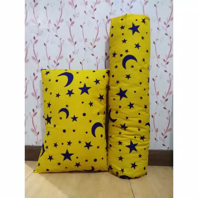 sarung bantal guling set/urung bantal dan guling/sawal bantal dan guling tidur murah motif aesthetic starmoon combi bahan katun disperse warna tajam dan tidak luntur