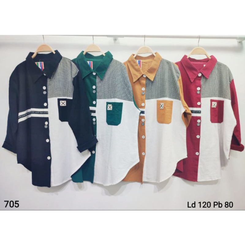 Atasan Kemeja JUMBO Katun Linen ImportNew Kombinasi FeLlA#705
