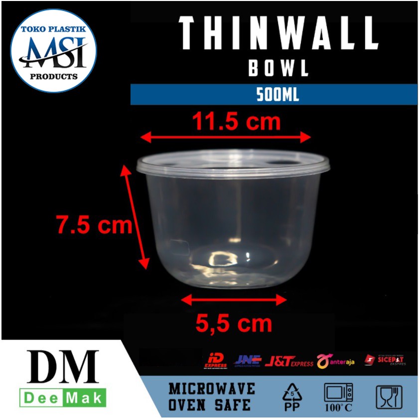 Thinwall RB 200ml-300ml-400ml-450ml-500ml |Thinwall Mangkuk Round Bowl 200ml-300ml-400ml-450ml-500ml | Repack isi 10 Pcs |