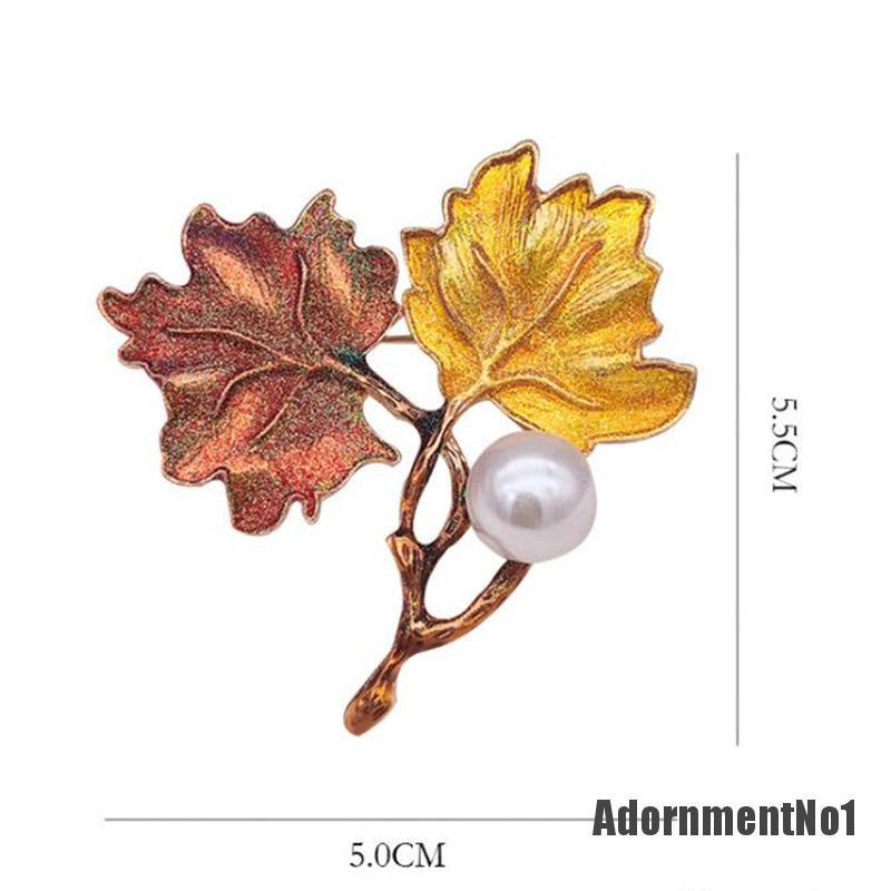 (Adornmentno1) Pin Bros Daun Maple Hiasan Mutiara Imitasi Gaya Vintage Untuk Wanita
