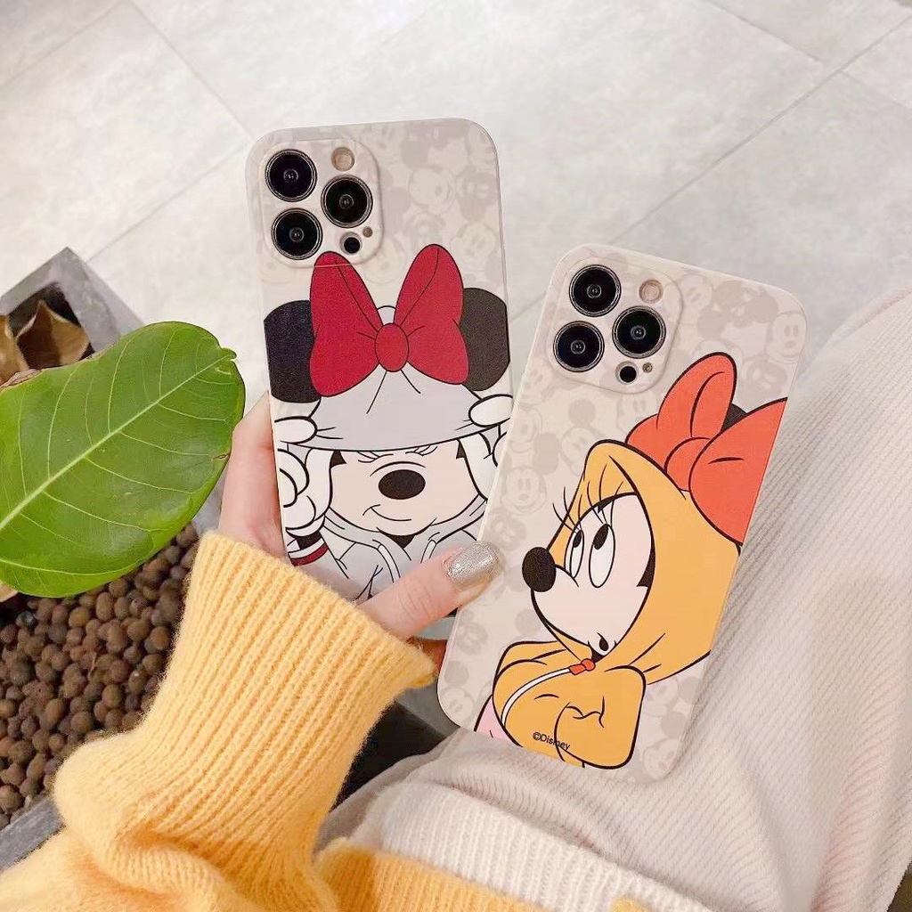 Mickey Minnie square case iphone 13 12 11 pro max Xs max XR 7 8 plus se2020 anti-fall soft case iphone couple