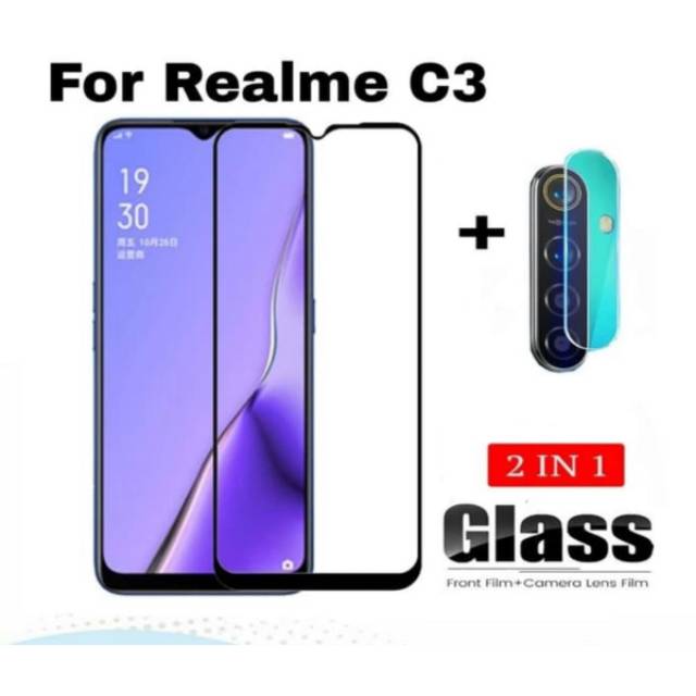 Tempered Glass Realme C3 + Tempered Glass Camera  Realme C3 2in1 SC