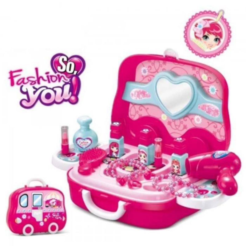 Mainan edukasi anak FASHION YOU MAKE UP KOPER MOBIL - Mainan makeup rias anak perempuan