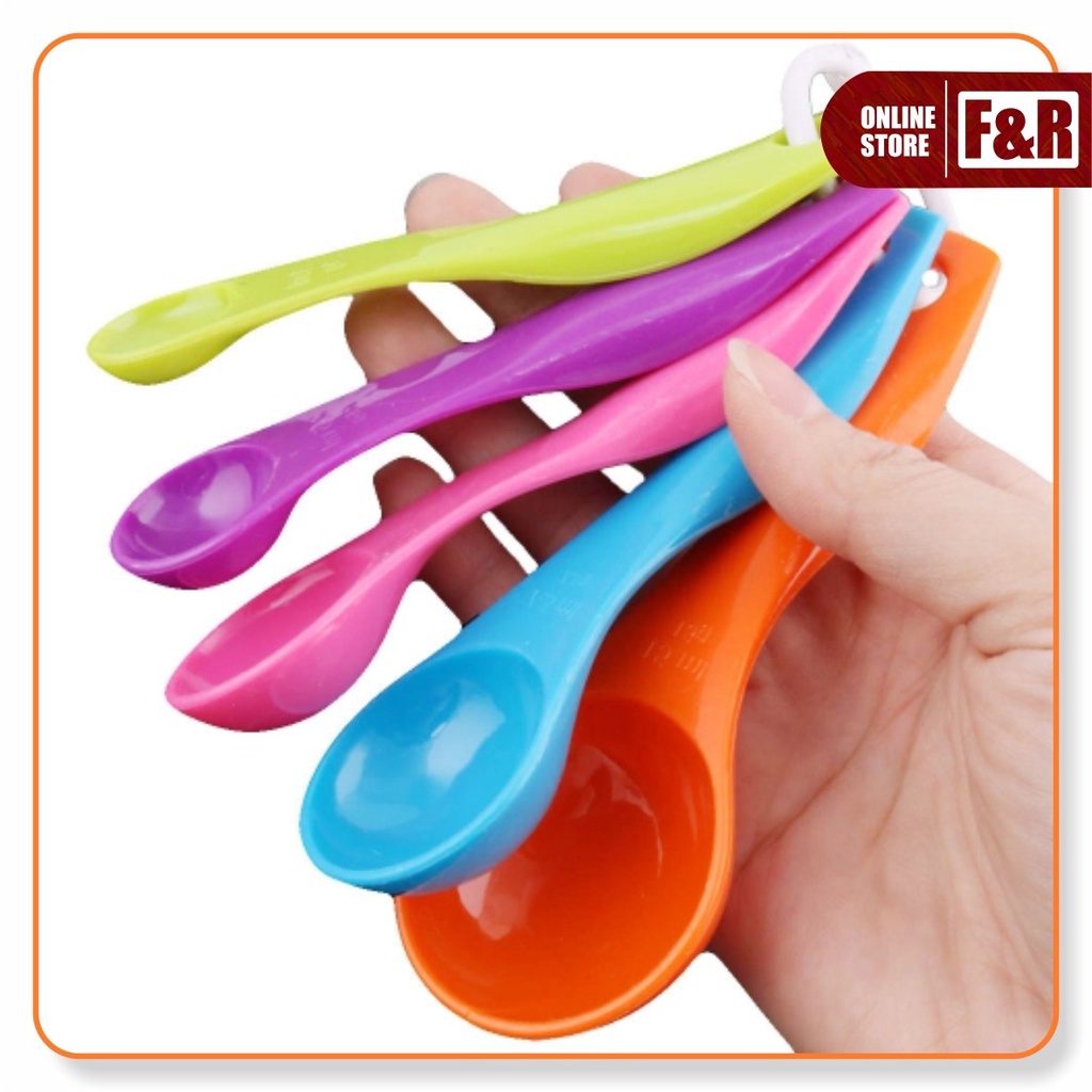 Sendok Takar Set 5 in 1 Takaran Plastik Warna Serbaguna Bumbu Dapur Measuring Gram Spoon Baking