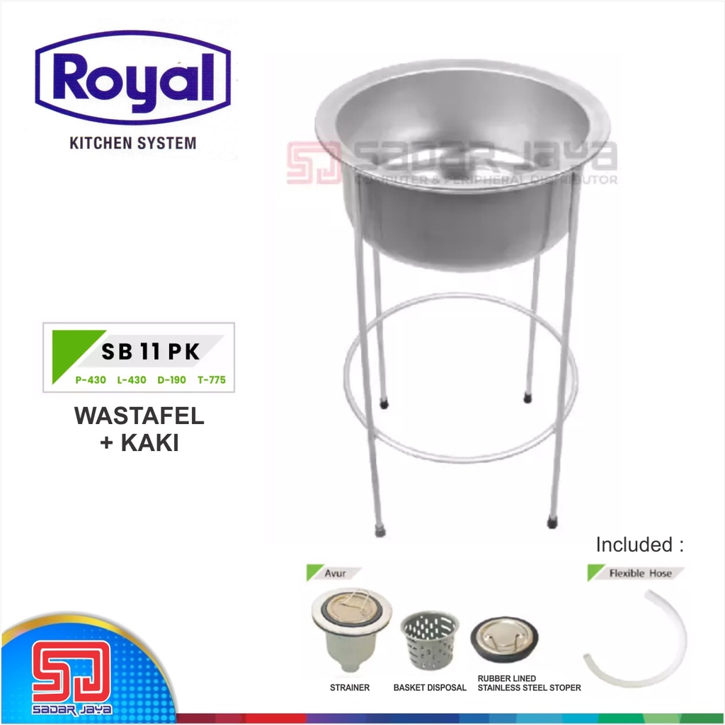 Royal Kitchen Sink SB 11 PK Wastafel+Kaki Bak Cuci Piring Dapur 1Bowl
