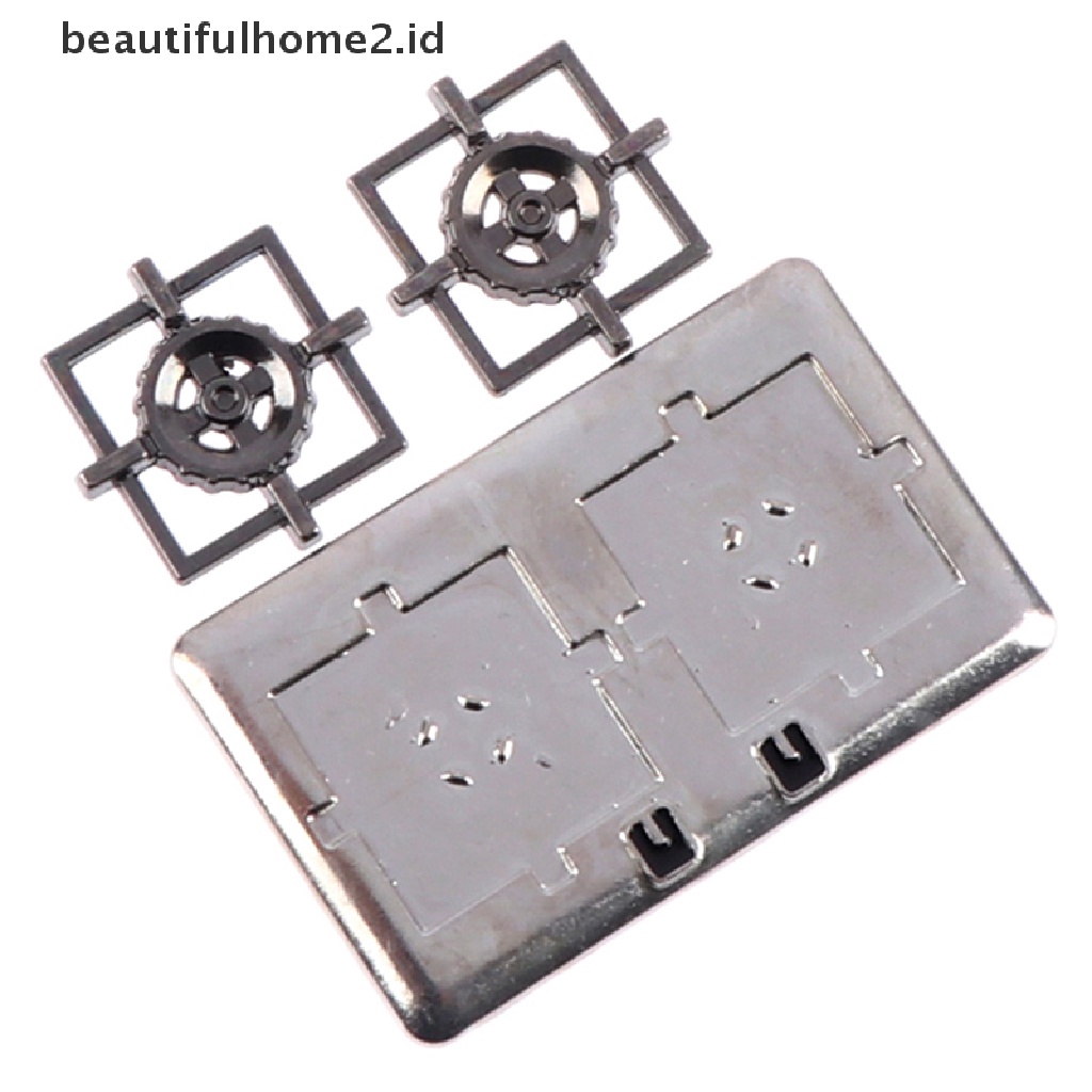 (beautifulhome2.id) 1 Set Miniatur Kompor Gas Bahan Metal Untuk Dekorasi Rumah Boneka 1: 12