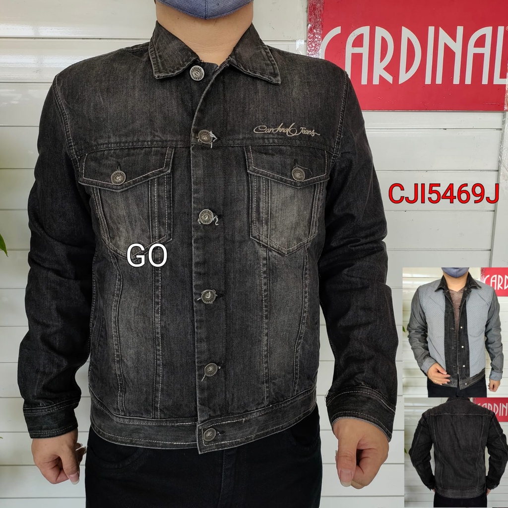 gof JDB XL-2XL CARDINAL JAKET JEANS Cowok Jaket Cowok Denim Jaket Kancing Pria Outdoor