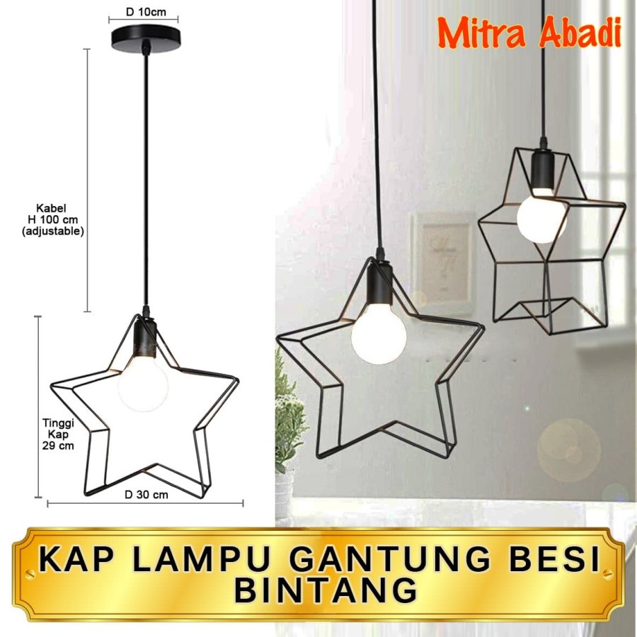 Kap Lampu Gantung Besi Bintang Cafe Vintage Edison