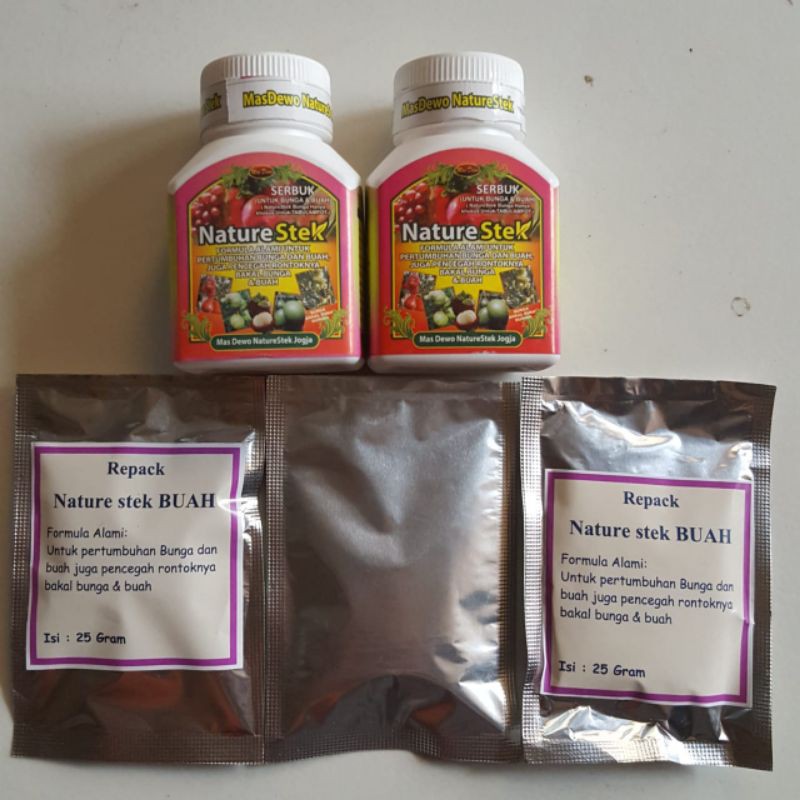 Pupuk Nature Stek Buah Repack 25GR Percepat Pertumbuhan Buah dan Anti Rontok Bunga Bakal Buah