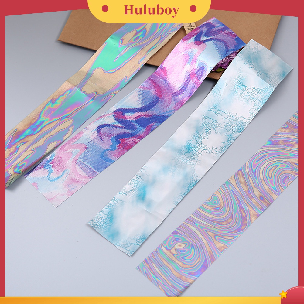 Huluboy Huluboy♡ 12pcs Stiker Kuku Foil Motif Langit Berbintang Warna-Warni Untuk Manicure DIY