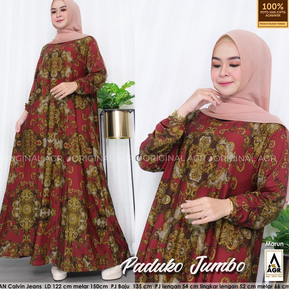 Paduko Baju Gamis Wanita Terbaru 2021 Gamis Jumbo Calvin Jeans Ld 120 - 150 cm Ori Berlebel AGR G0M