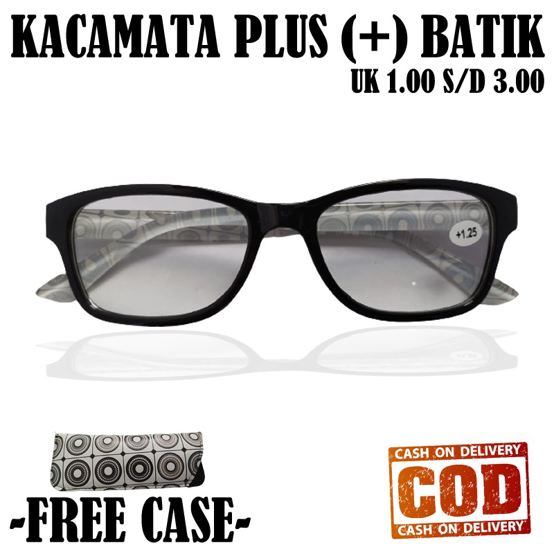 FREE CASE Kacamata Baca Plus (+) Pria Wanita +1.00- +3.00 Kacamata Plus Kaca mata Rabun Dekat Unisex