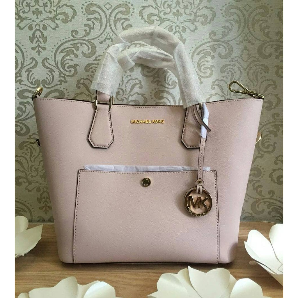 Michael Kors Greenwich Grab Bag Pink Blush Inside Tulip . Tas MK Ori