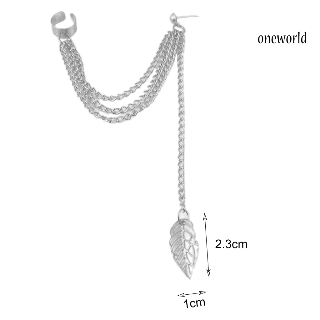 OW@ Earrings Fashion Metal Chain Leaf Shape Female Dangle Earrings