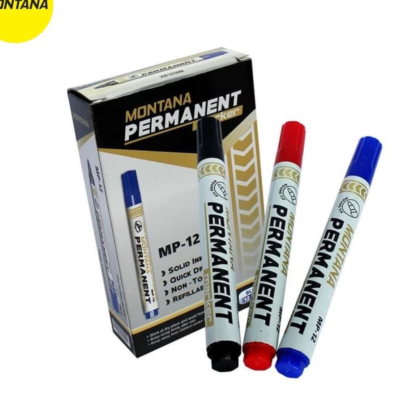 

(COD )NEW_PRODUCT SPIDOL PERMANENT MONTANA (MP-12) FS 1 Dus isi 12 Pcs Hitam termurah se indonesia