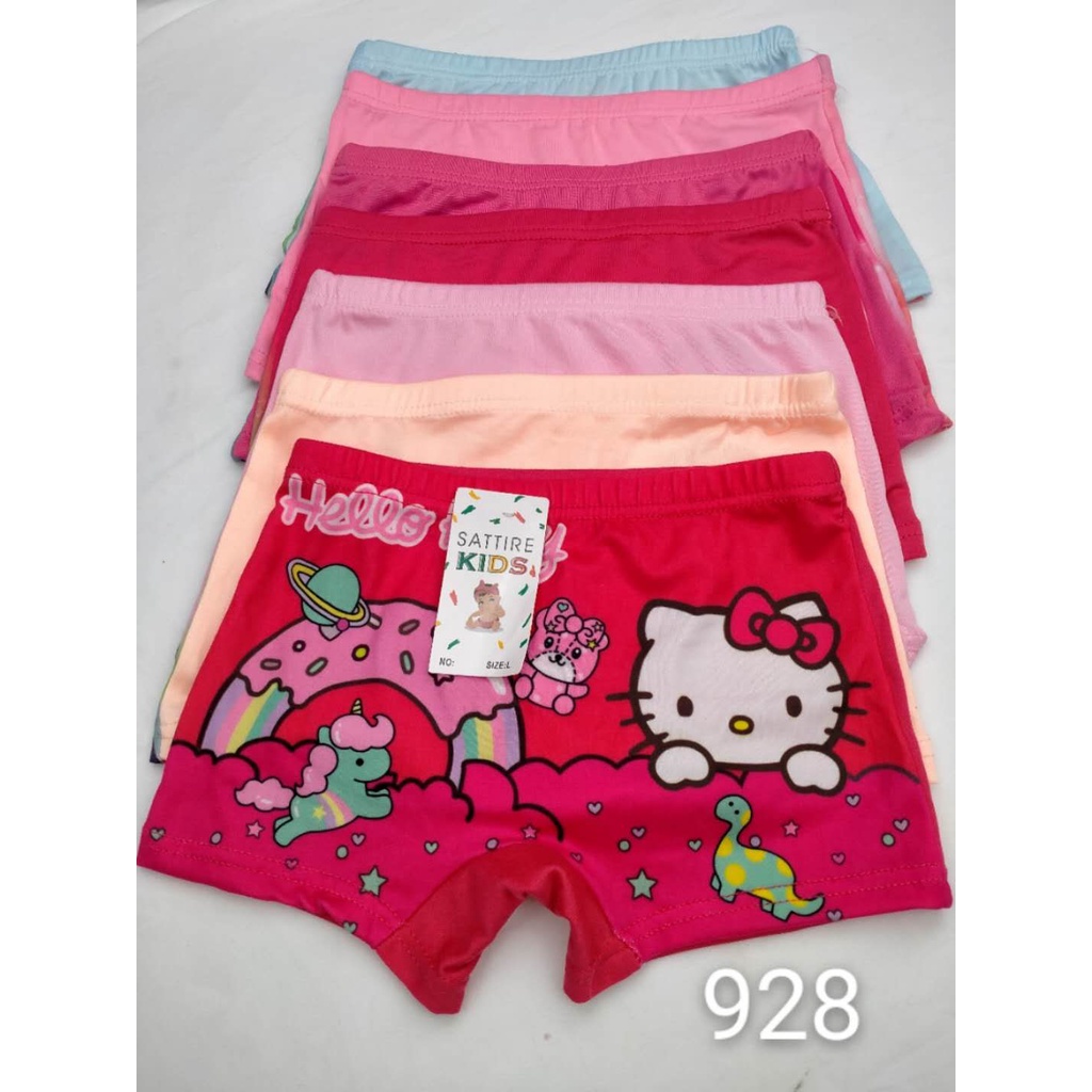 PROMO...!!!! 6 PCS CELANA BOXER ANAK PEREMPUAN MOTIF KARAKTER UNTUK USIA 3 TAHUN - 7 TAHUN