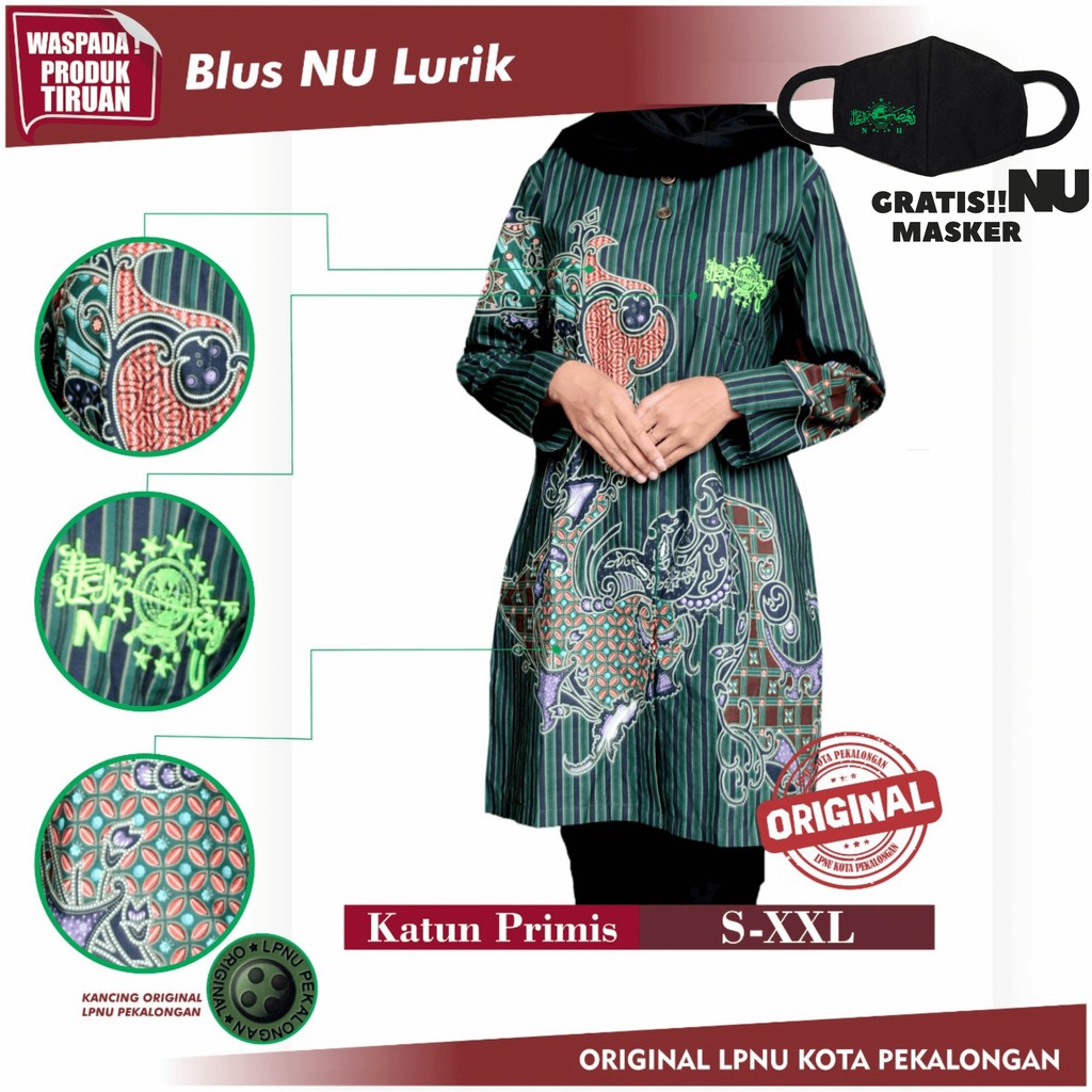 Atasan Batik Wanita Blus Batik NU Nahdlatul Ulama Blus Batik NU Lurik Batik NU Original LPNU