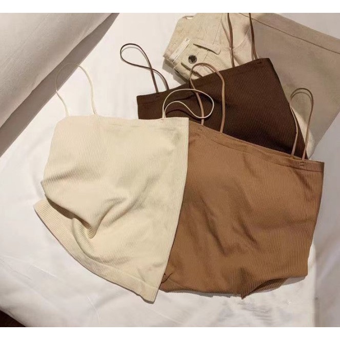 Tanktop 19 tank top atasan crop kemben strapless bra pakaian wanita rib knit dengan cup multiway-8