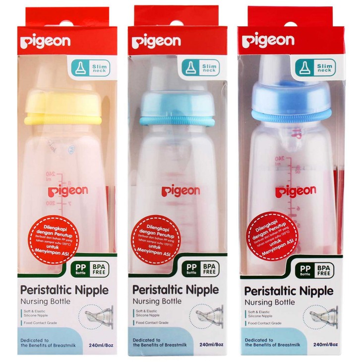 Pigeon Botol PP KP 240ml & Silicone Nipple M (Bonus Nipple L)/ Botol Susu Pigeon - PG13