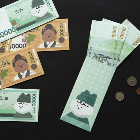 

Amplop lebaran ukuran panjang isi 5 / angpao amplop karakter lucu uang korea 10rb won