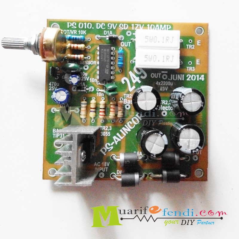 KIT Adjustable voltage Regulator LM723 9-17 volt 10Ampere Dengan TIP