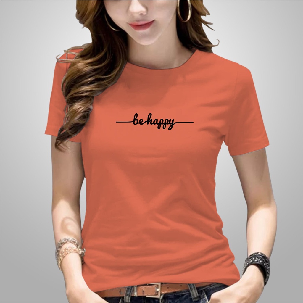 Grajelo Kaos spandex lembut premium / Baju atasan wanita / Kaos murah cewek - BE HAPPY-7