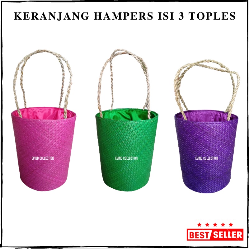 Keranjang Parsel Anyaman Pandan Isi 3 Toples Tas Hampers Keranjang Parcel Lebaran