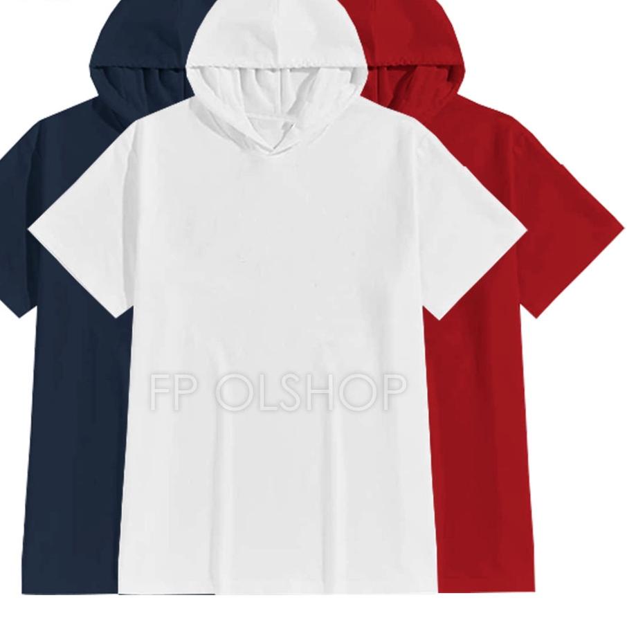 ♠ SOFT KAOS POLOS HOODIE LENGAN PENDEK HITAM BAJU KUPLUK PRIA WANITA BANYAK WARNA M L XL ۞