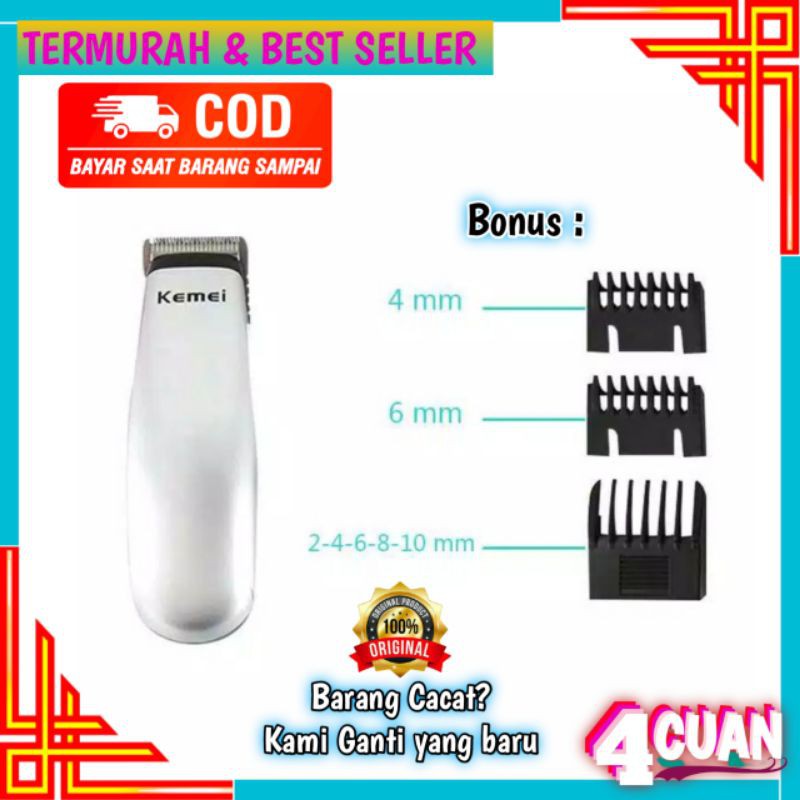 [TANPA KABEL] 4Cuan Alat Cukur Elektrik Hair Trimmer Shaver Kemei KM-666