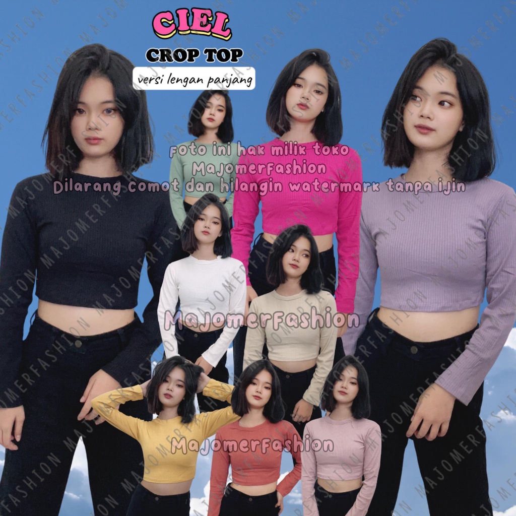 MAJOMER ® | CIEL BASIC KNIT RIB CROP TOP LENGAN PANJANG