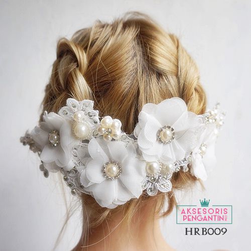 [BISA COD] HEADPIECE WEDDING AKSESORIS PENGANTIN HAIRPIECE PUTIH HRB009