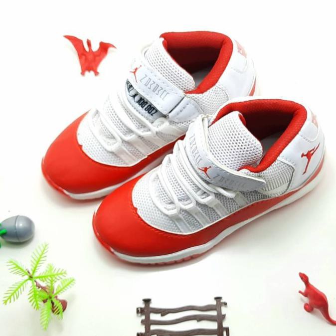 Cuci Gudang Sepatu Anak Laki Laki Perempuan Nike Jordan 11 White Red 24-35 Trendi